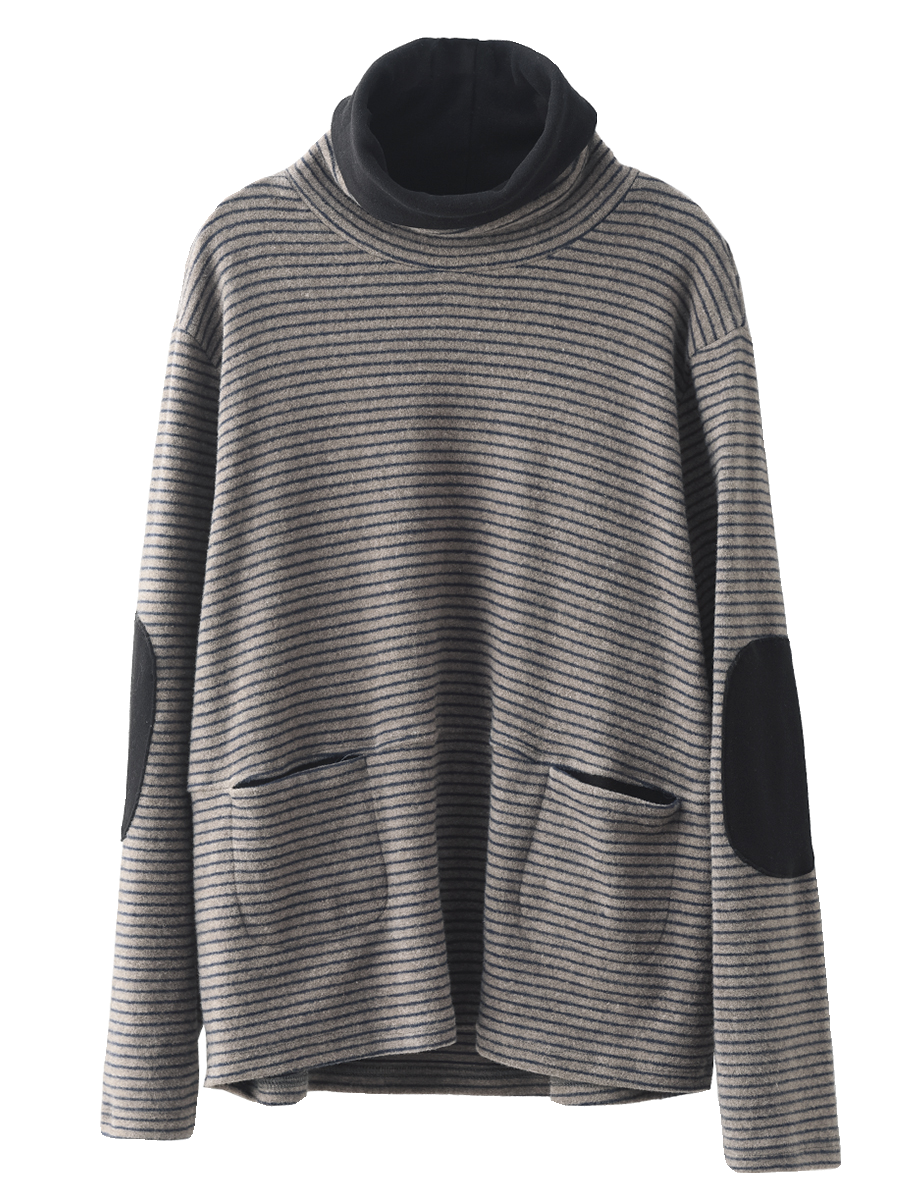 Lässiges Rollkragen-Sweatshirt mit Streifen für Damen in Übergröße