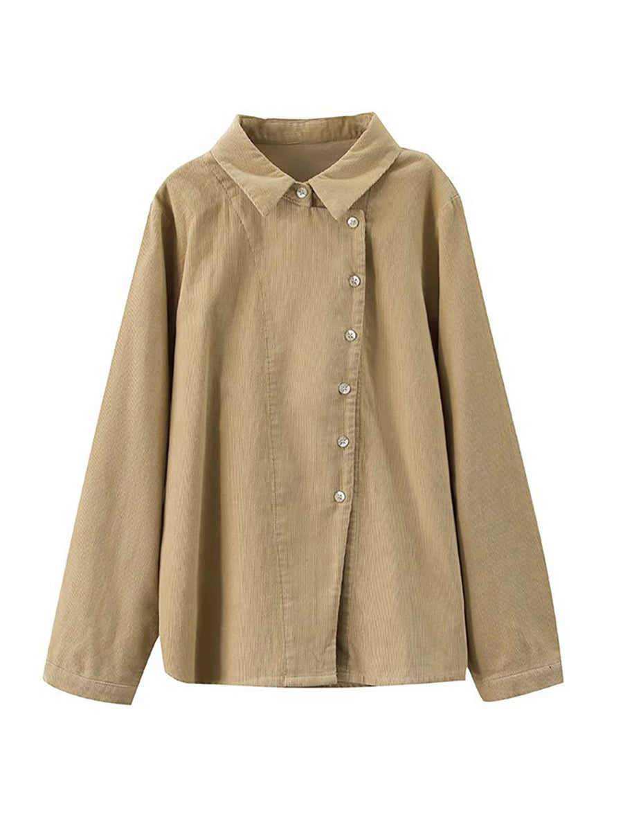 Plus Size Damen Herbst Solide Croduroy Strickjacke Shirt