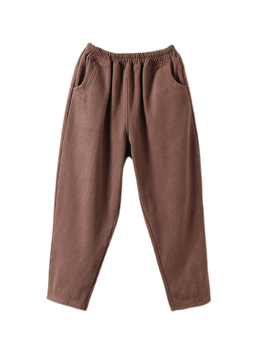 Plus Size Damen Herbst Verdicken Reine Farbe Haremshose