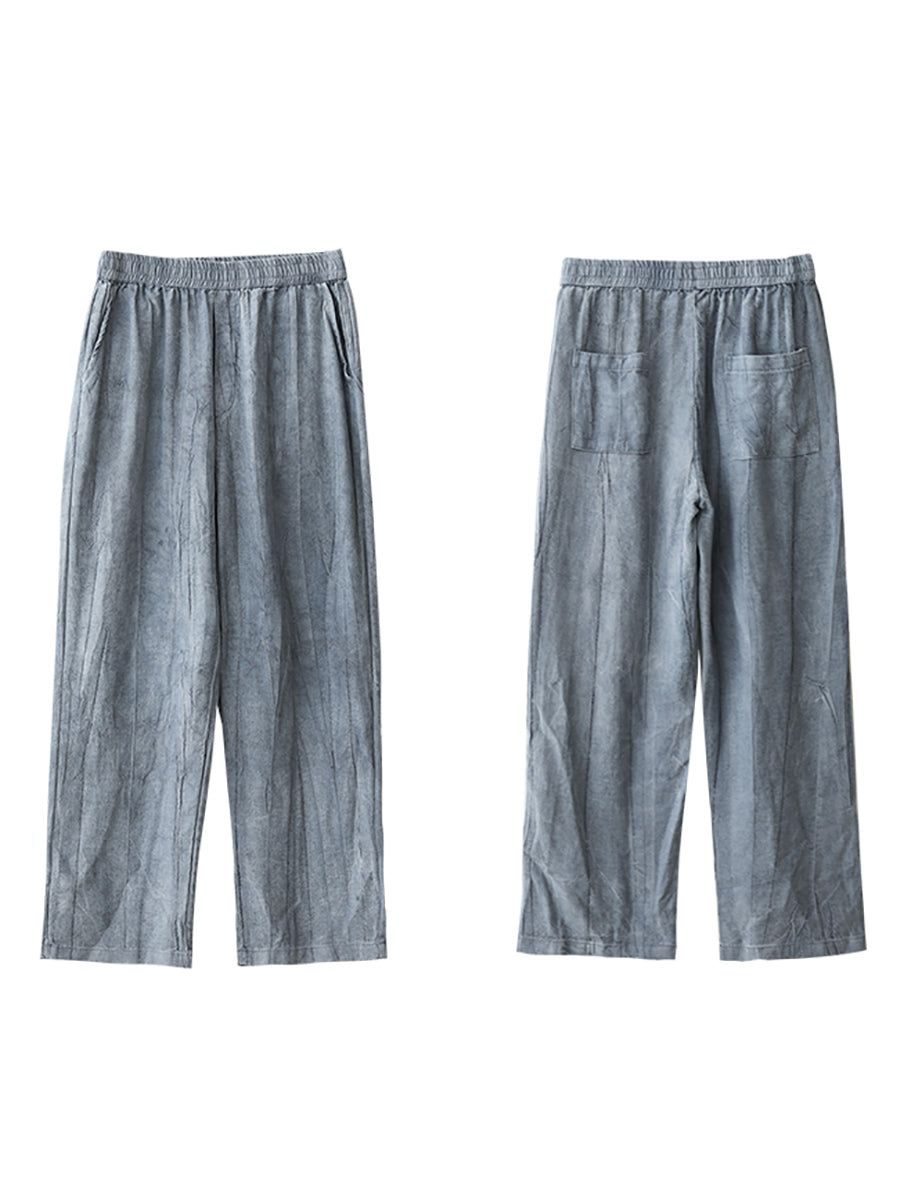 Plus Size Damen Vintage Frühling Weite Hose aus Leinen-Baumwolle