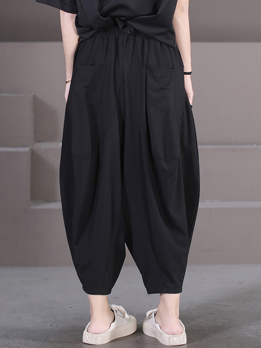 Plus Size Damen Sommer Casual Solid Loose Pocket Haremshose