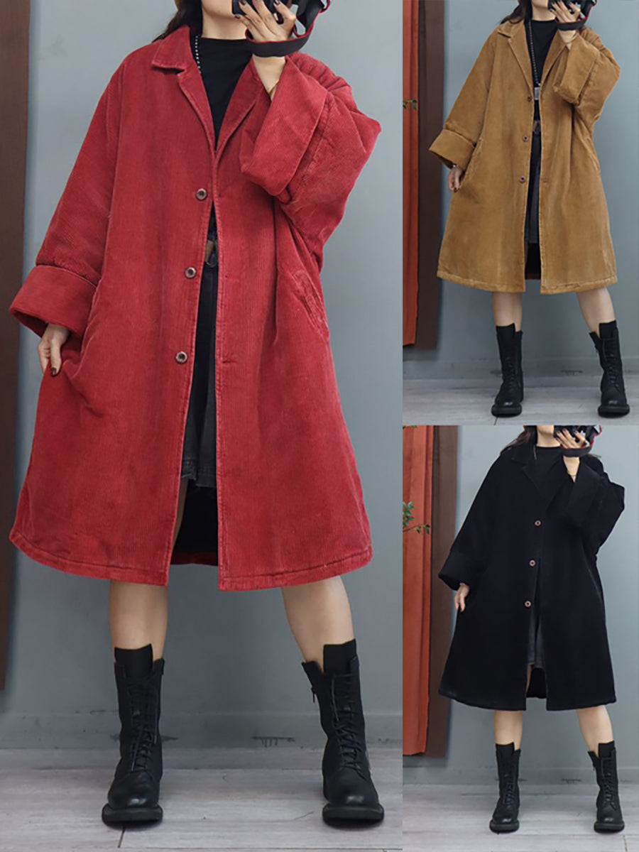 Plus Size Winter Damen Fledermausärmel Baggy Mittellang Wattierter Mantel