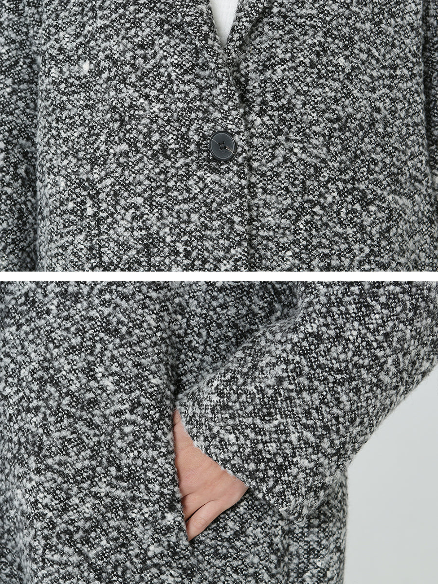 Übergröße, langer Wollmantel für Damen, Winter, langärmelig, M-2XL