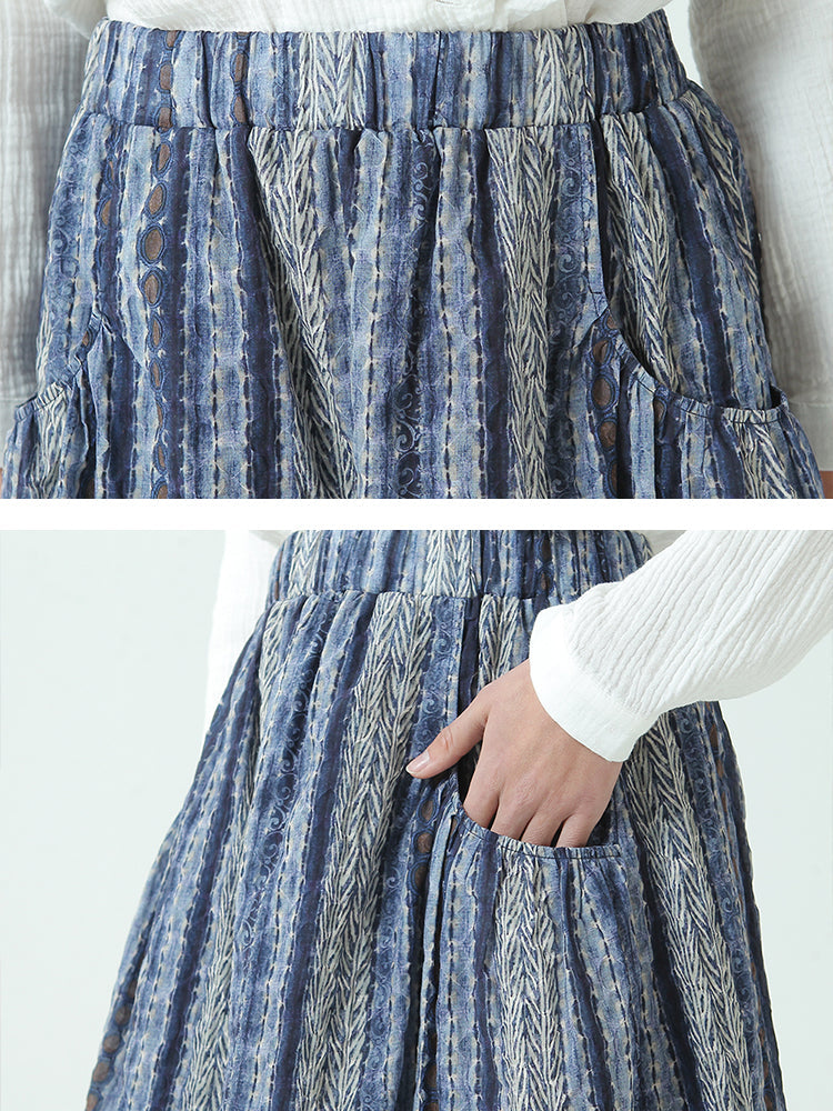 Jupe ample à taille élastique en coton grande taille pour printemps et été
