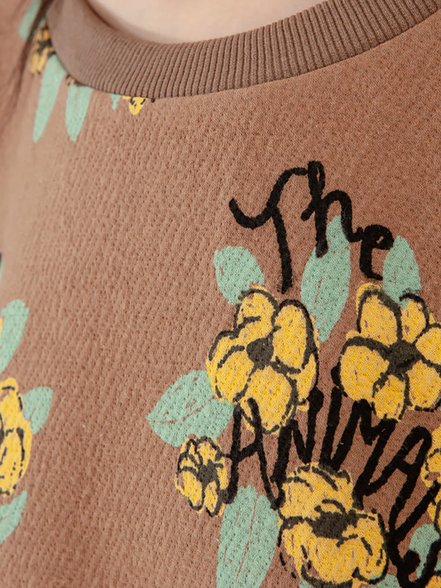 Übergröße - Langarm-Sweatshirt aus Baumwolle für Damen mit Blumenmuster