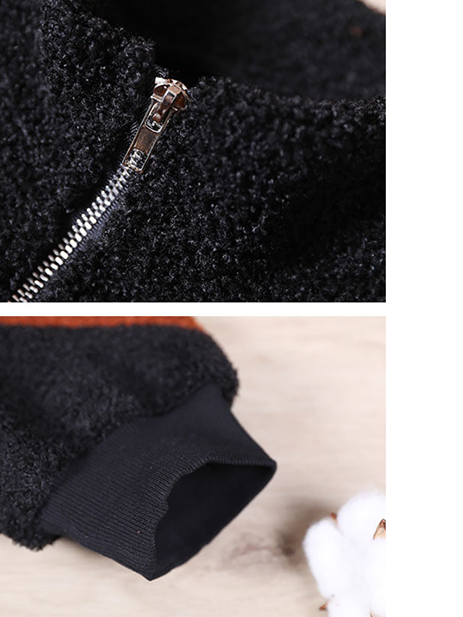 Winter-Sweatshirt mit Farbnähten und Reißverschluss für Damen in Übergröße