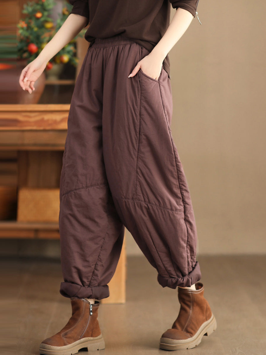 Plus Size Damen Vintage Solide Gespleißte Gepolsterte Haremshose
