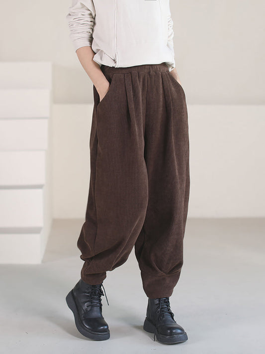 Plus Size Damen Vintage Solide Winter Cordhose
