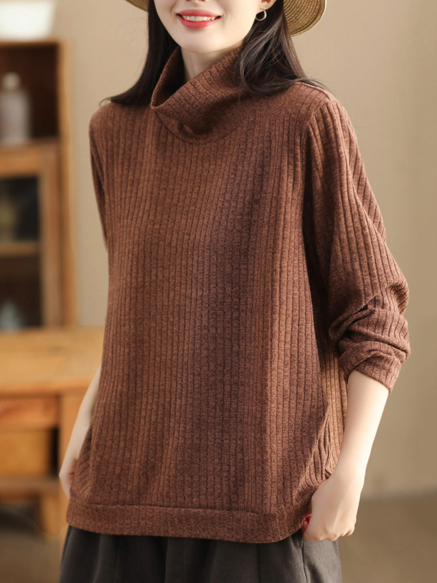 Übergröße Damen Vintage Solides Wollsweatshirt