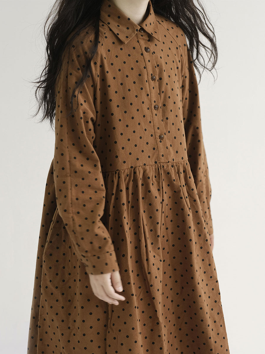 Übergröße Damen Vintage Kleid mit Punkten und Falten