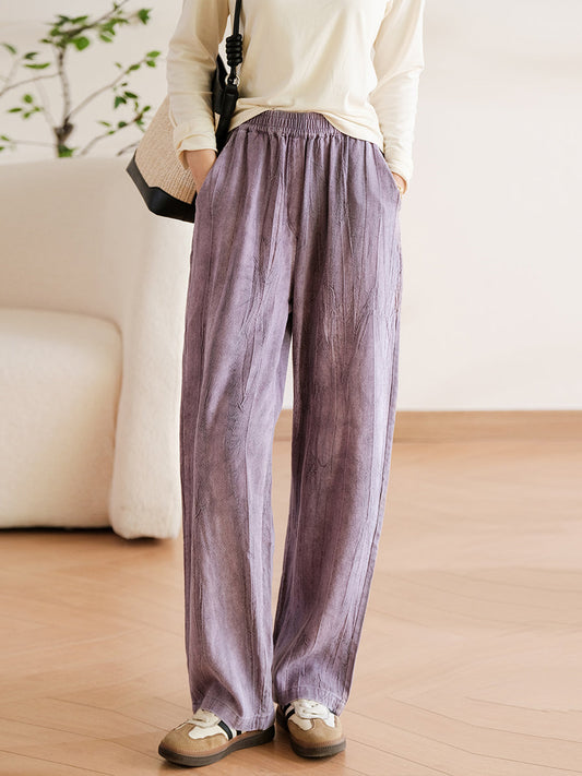 Plus Size Damen Vintage Frühling Weite Hose aus Leinen-Baumwolle