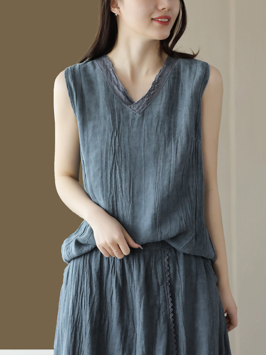 Plus Size Damen Vintage Massiv 100% Ramie Anzüge