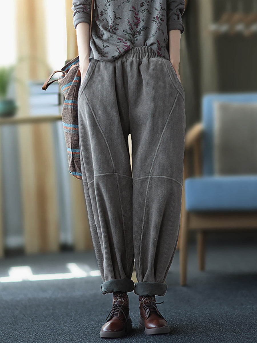 Plus Size Damen Vintage Solide Spliced ​​Thicken Hose