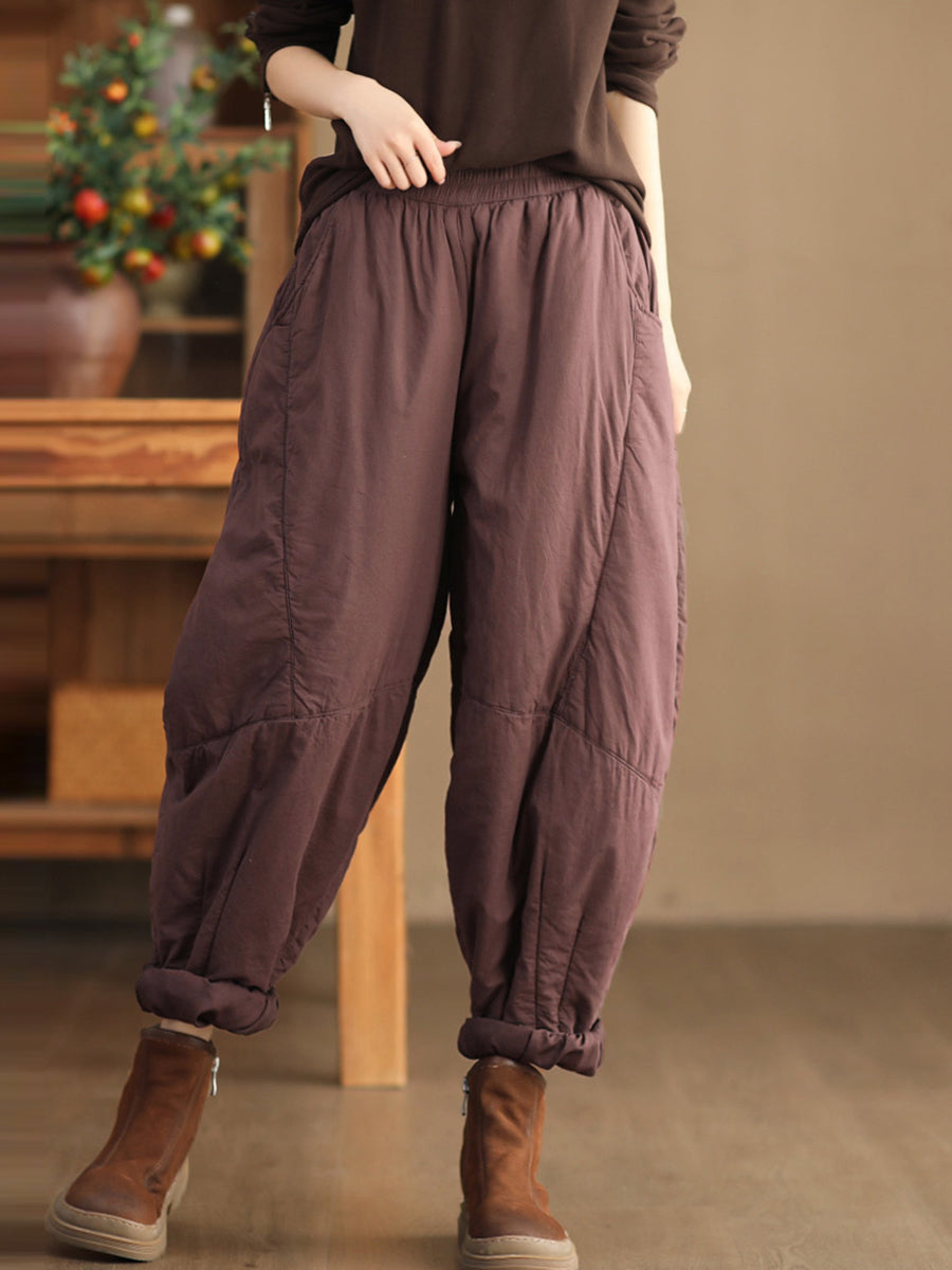 Plus Size Damen Vintage Solide Gespleißte Gepolsterte Haremshose