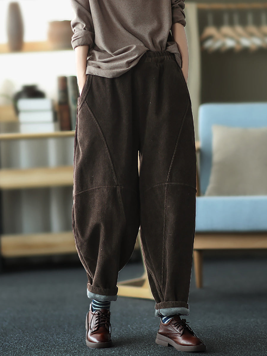 Plus Size Damen Vintage Solide Spliced ​​Thicken Hose