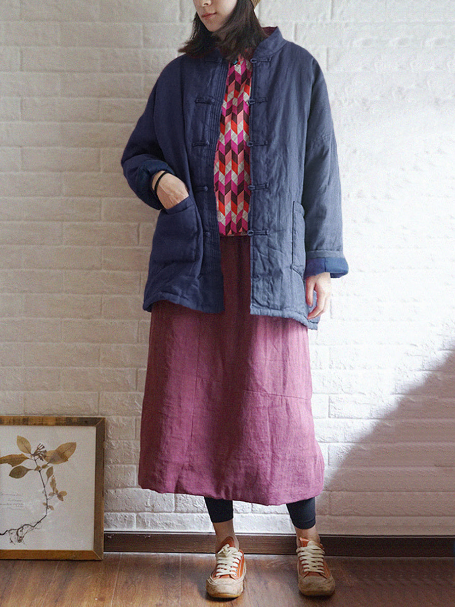 Plus Size Damen Vintage Solide Winter gepolsterter Mantel
