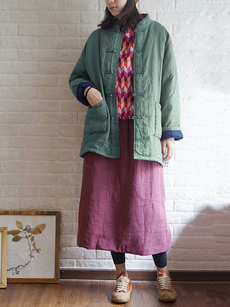 Plus Size Damen Vintage Solide Winter gepolsterter Mantel