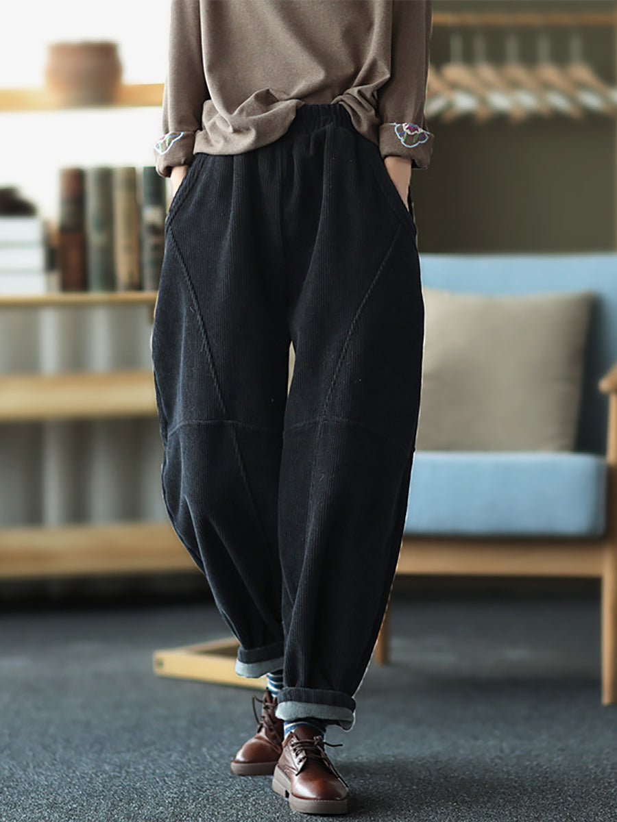 Plus Size Damen Vintage Solide Spliced ​​Thicken Hose