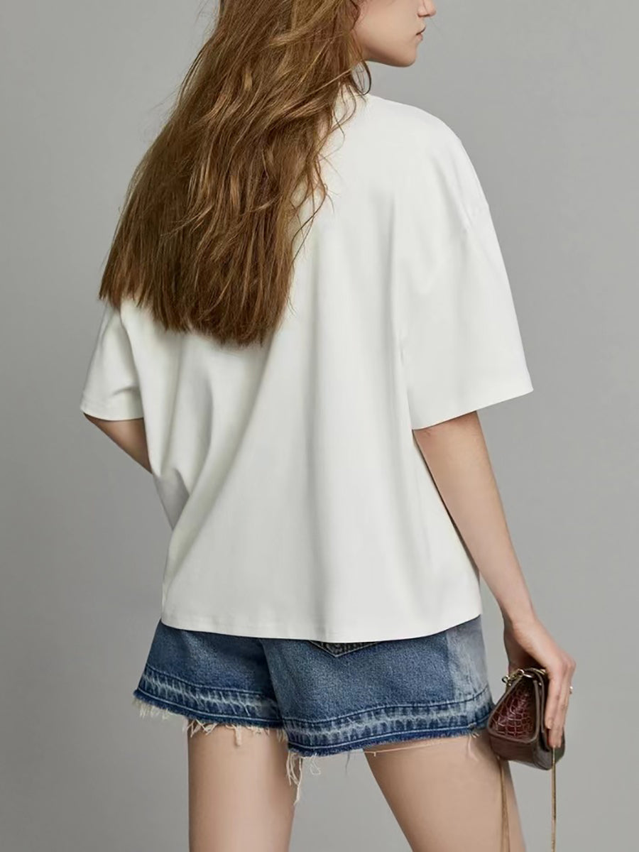 Plus Size Damen Sommer Casual Split Saum Falten Spliced ​​Solid Shirt