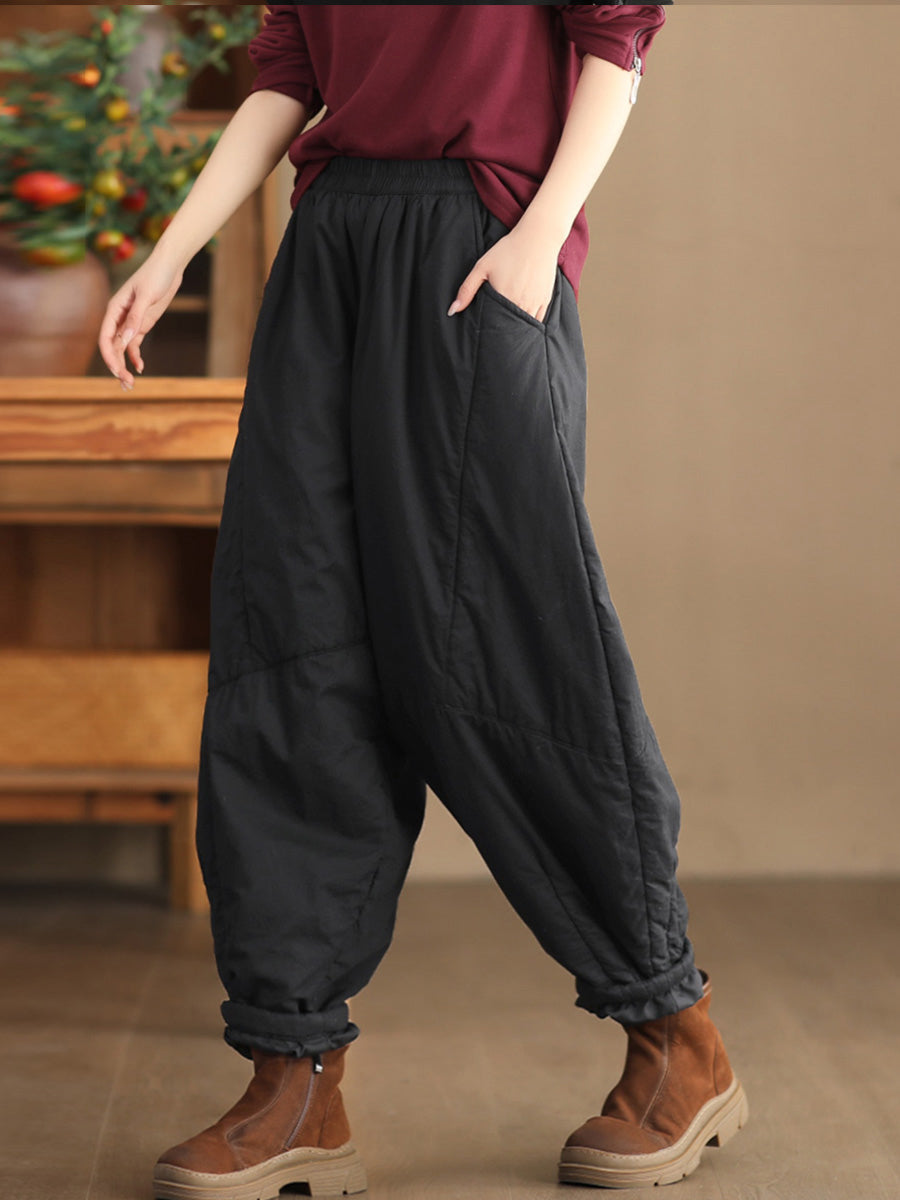 Plus Size Damen Vintage Solide Gespleißte Gepolsterte Haremshose