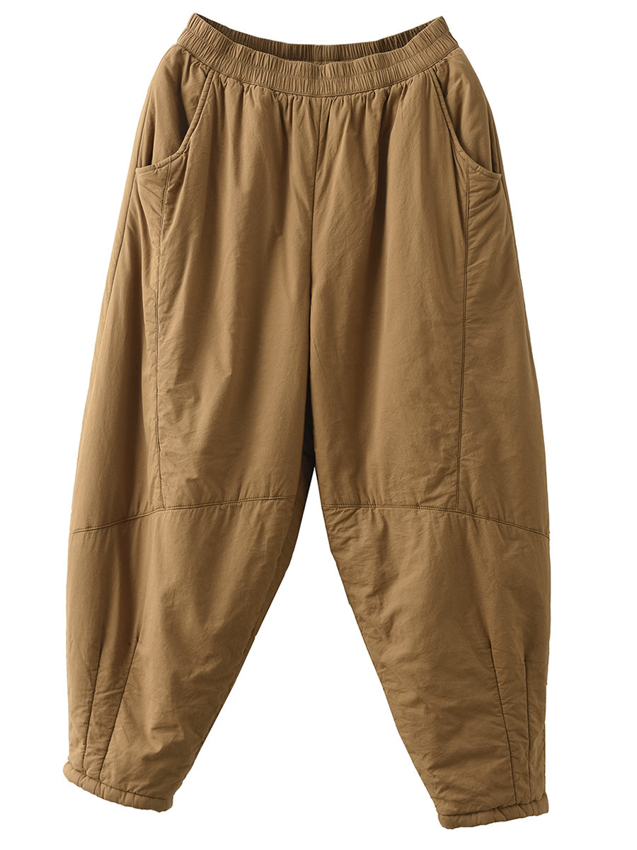 Plus Size Damen Vintage Solide Gespleißte Gepolsterte Haremshose