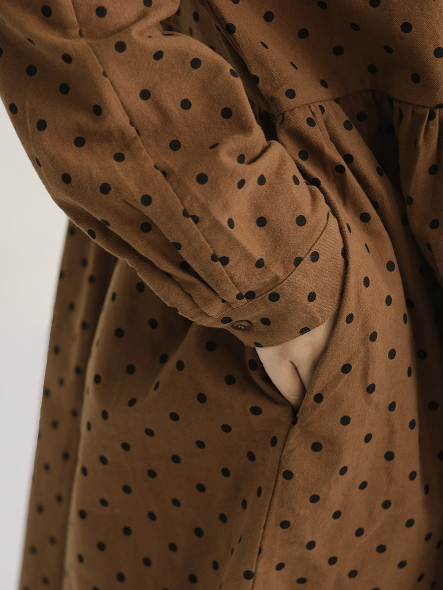 Übergröße Damen Vintage Kleid mit Punkten und Falten