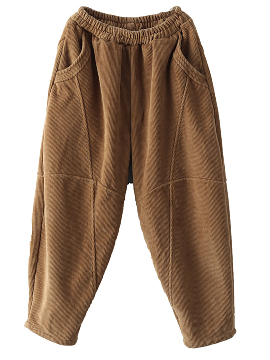Plus Size Damen Vintage Solide Spliced ​​Thicken Hose