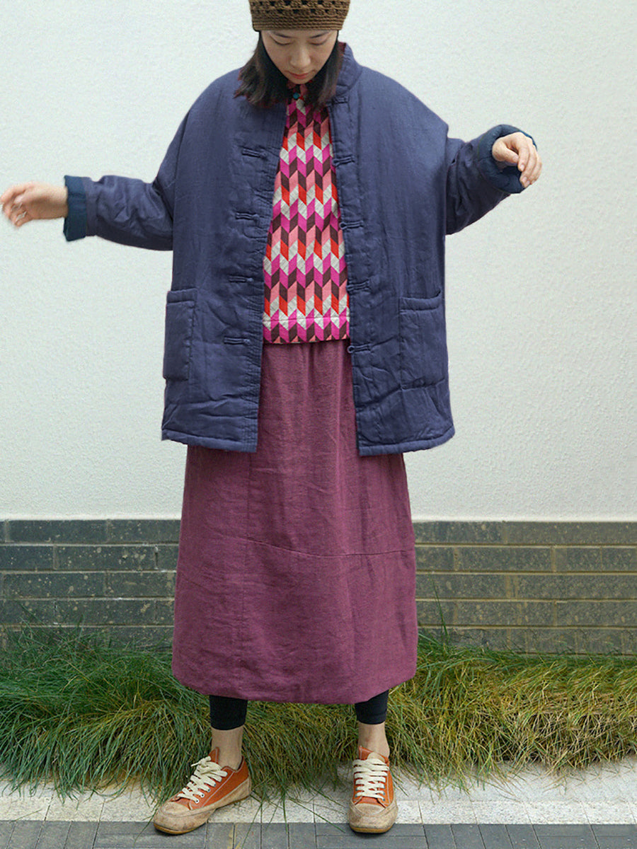 Plus Size Damen Vintage Solide Winter gepolsterter Mantel