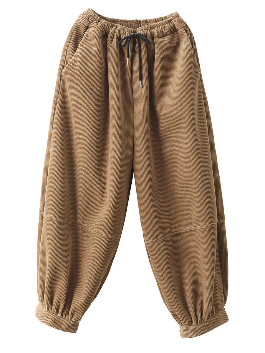 Lässige, einfarbige, lockere Hose mit Fleecefutter für Damen in Übergröße