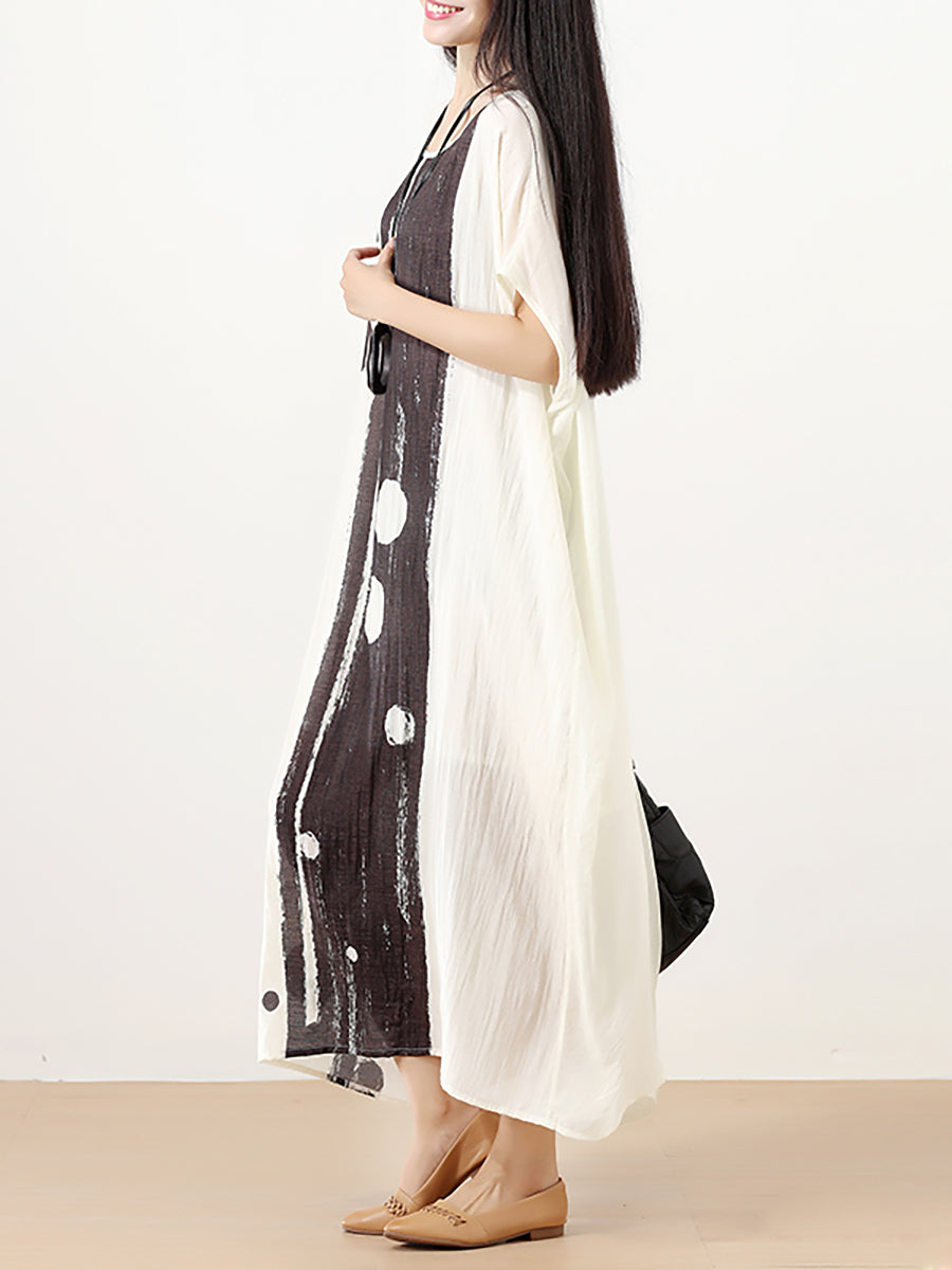Plus-Size Rundhals Kurzarm Druck Literatur Sommer Frauen Kleid