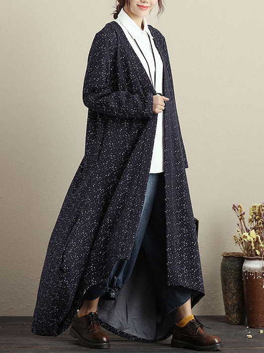 Plus Size Cardigan Langarm Blau Herbst Wintermantel für Damen