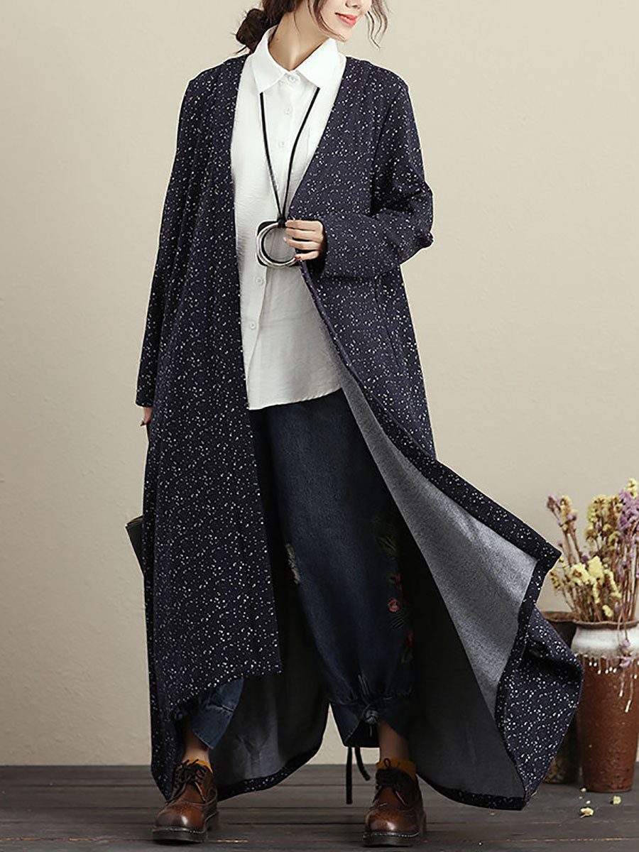 Plus Size Cardigan Langarm Blau Herbst Wintermantel für Damen