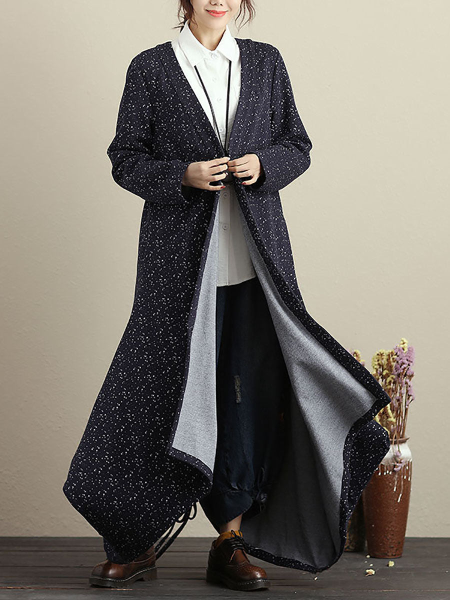 Plus Size Cardigan Langarm Blau Herbst Wintermantel für Damen