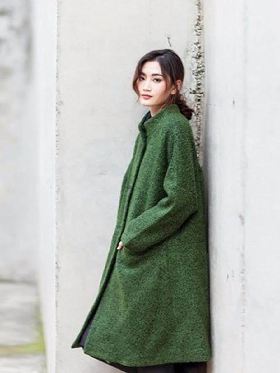 Übergröße Winter Damen Lässiger Lockerer Wollmantel