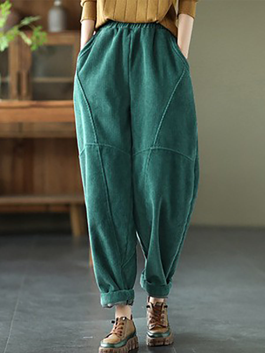 Plus Size Damen Vintage Solide Spliced ​​Thicken Hose
