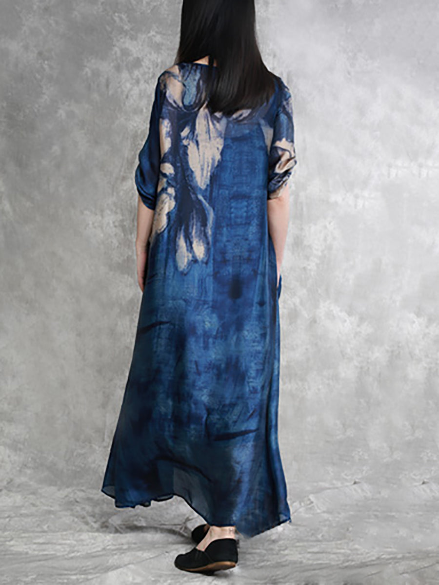 Lockeres Maxikleid für den Sommer in Übergröße mit Blumenmuster für Damen