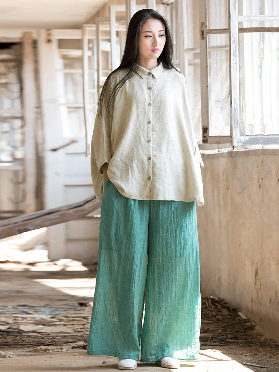 Plus Size Damen Frühlingshemd aus festem Leinen