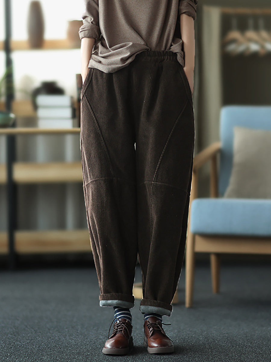 Plus Size Damen Vintage Solide Spliced ​​Thicken Hose