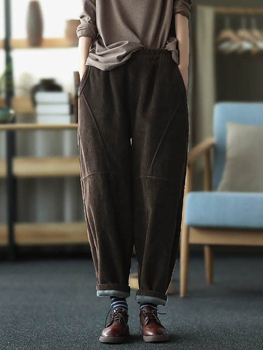 Plus Size Damen Vintage Solide Spliced ​​Thicken Hose