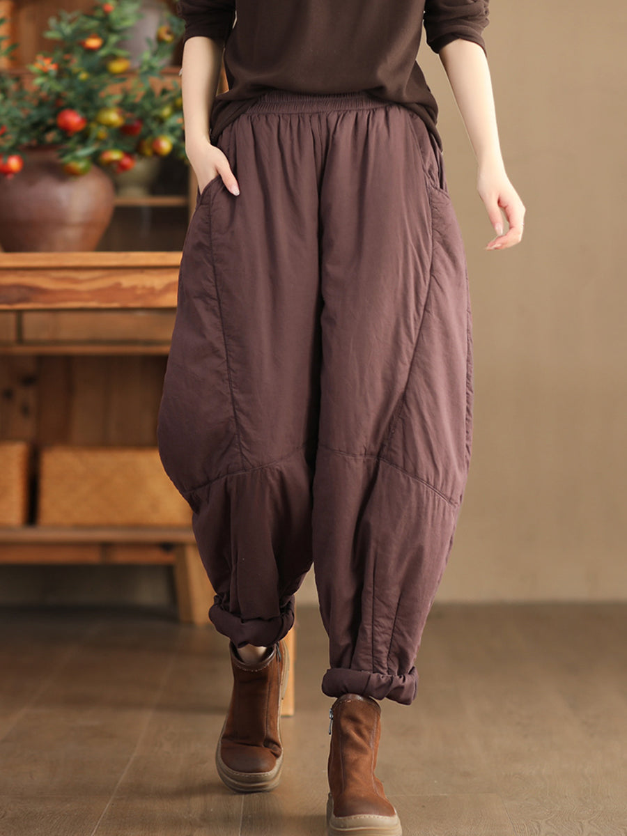 Plus Size Damen Vintage Solide Gespleißte Gepolsterte Haremshose