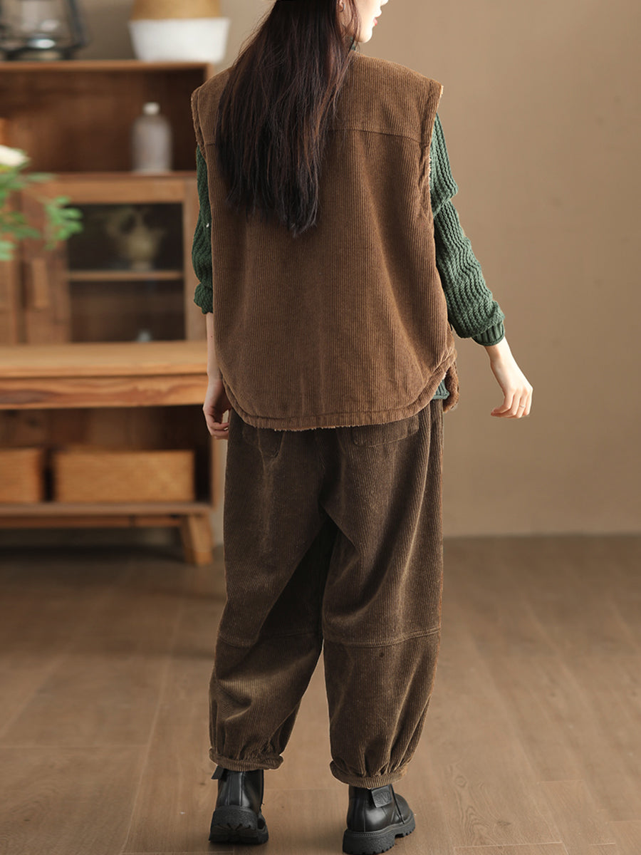Lässige, einfarbige, lockere Hose mit Fleecefutter für Damen in Übergröße