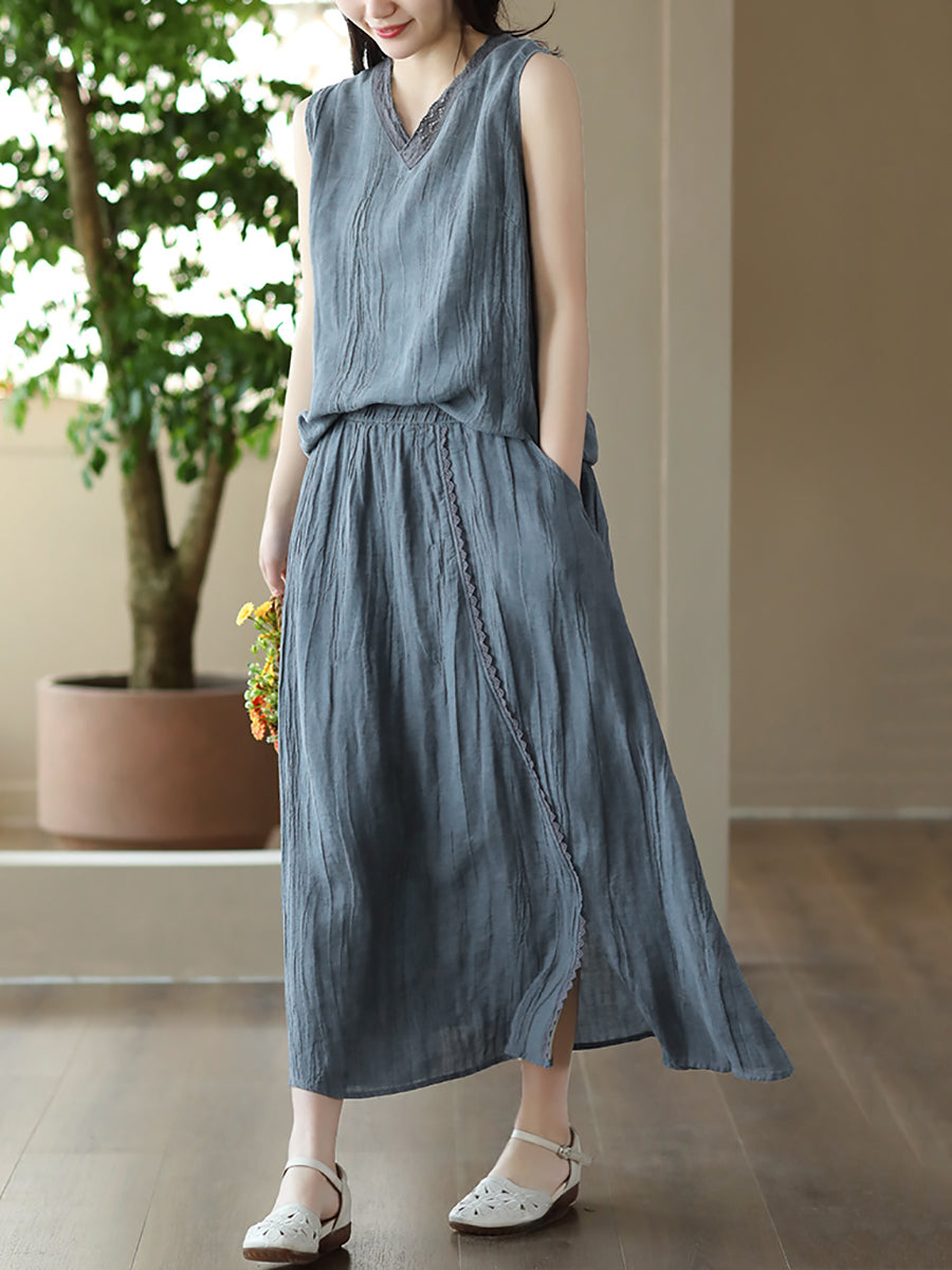 Plus Size Damen Vintage Massiv 100% Ramie Anzüge