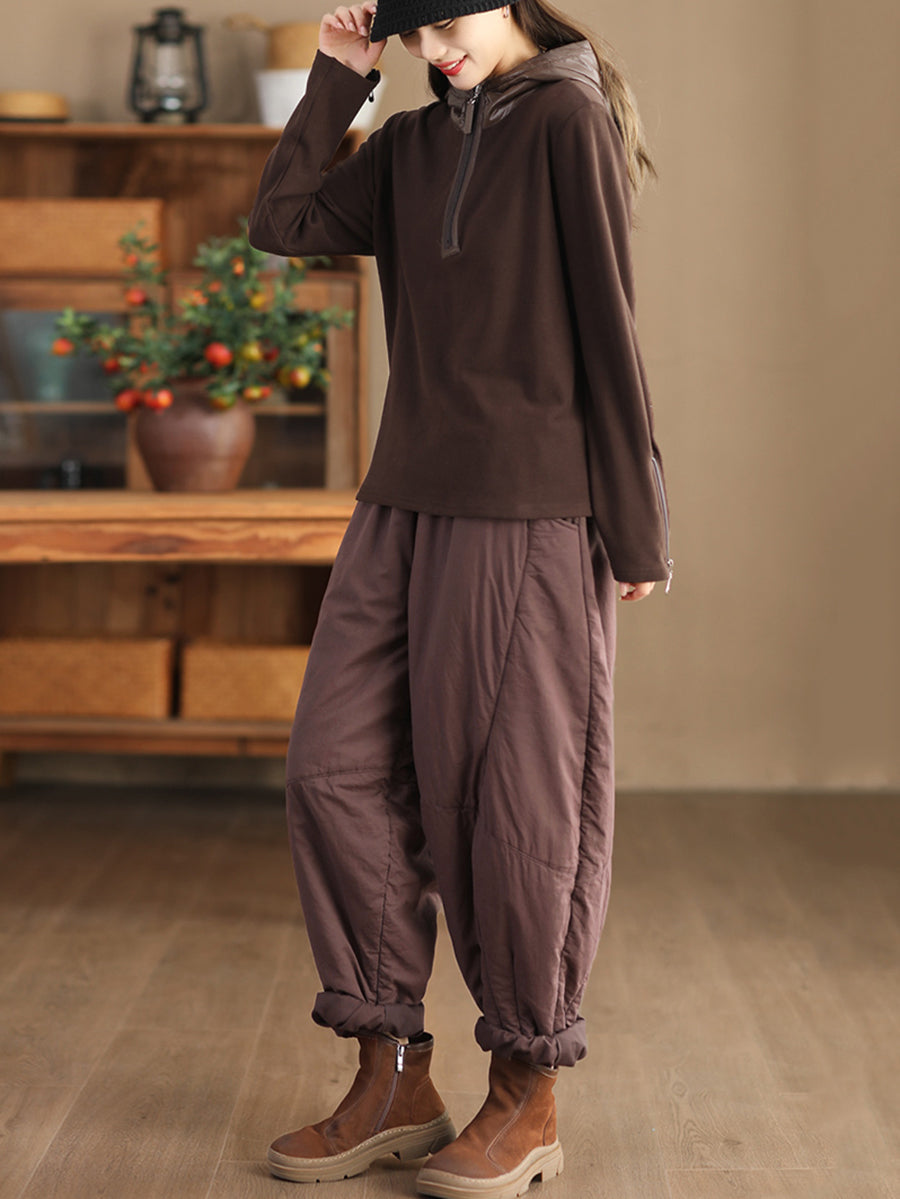Plus Size Damen Vintage Solide Gespleißte Gepolsterte Haremshose