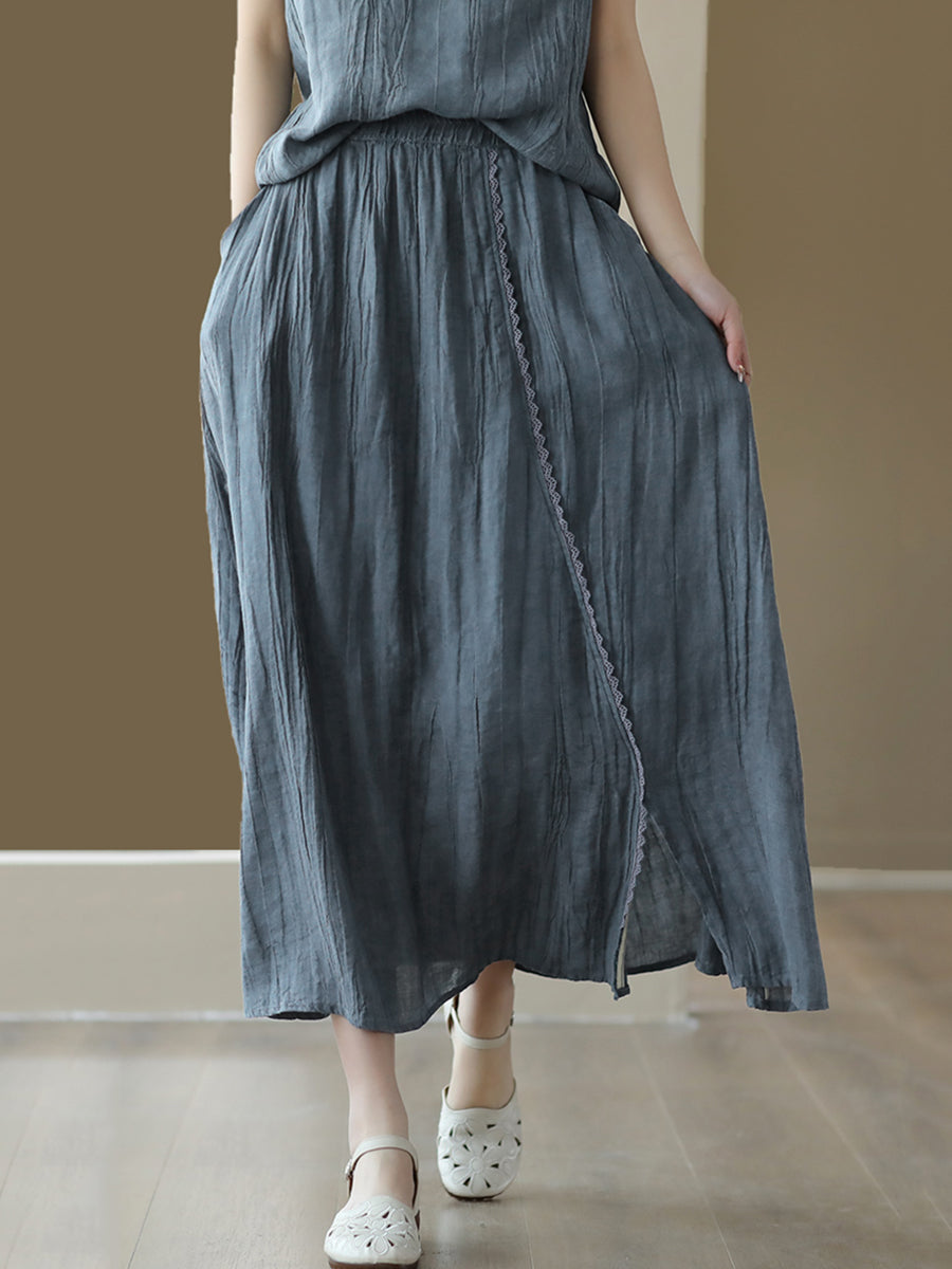 Plus Size Damen Vintage Massiv 100% Ramie Anzüge