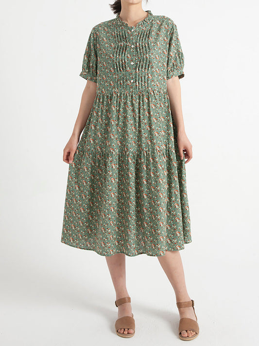 Übergröße Vintage Blumenmuster Damen Sommer Kurzarmkleid