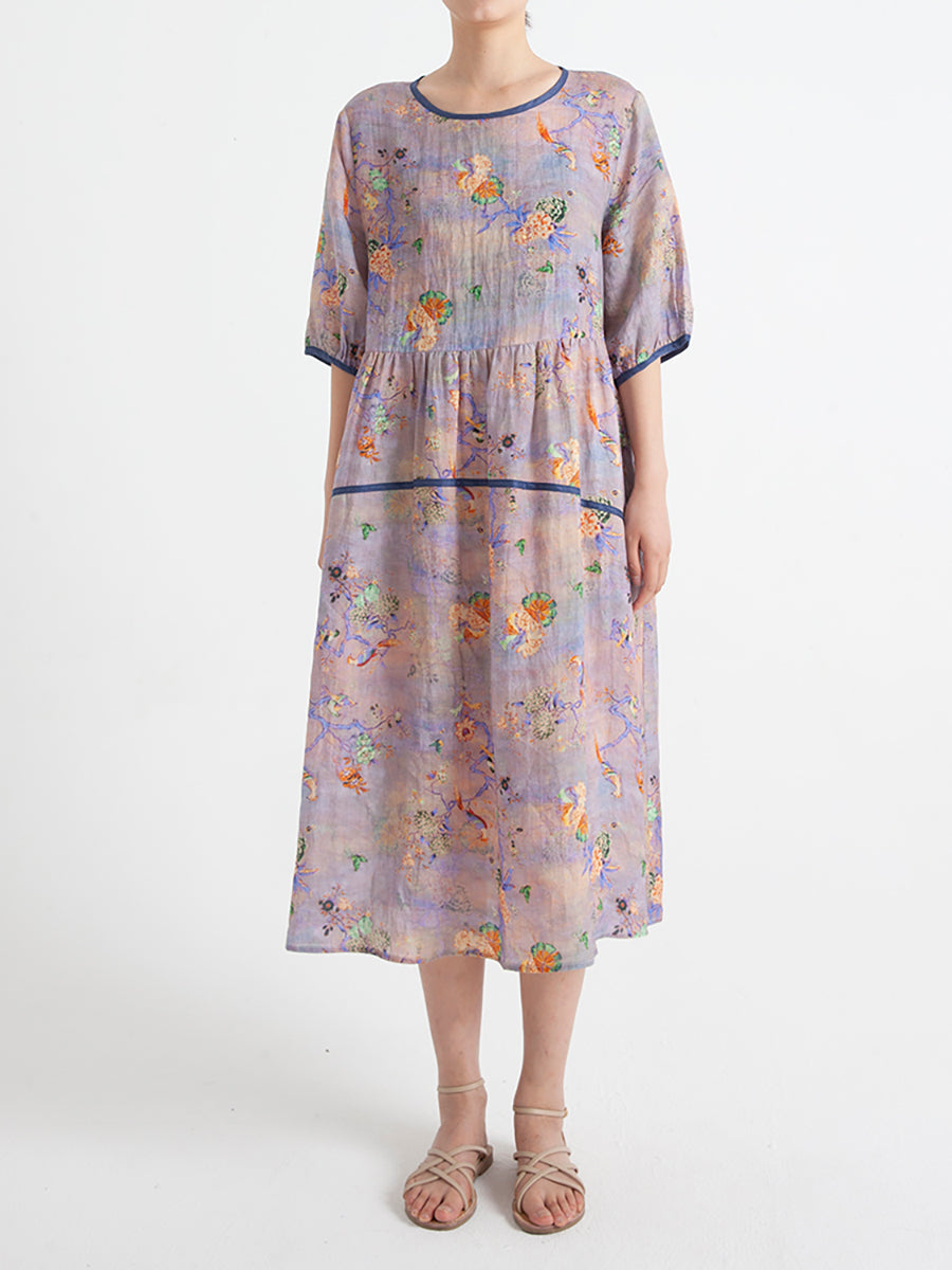 Lockeres Sommerkleid mit Blumenmuster in Übergröße, kurzärmelig