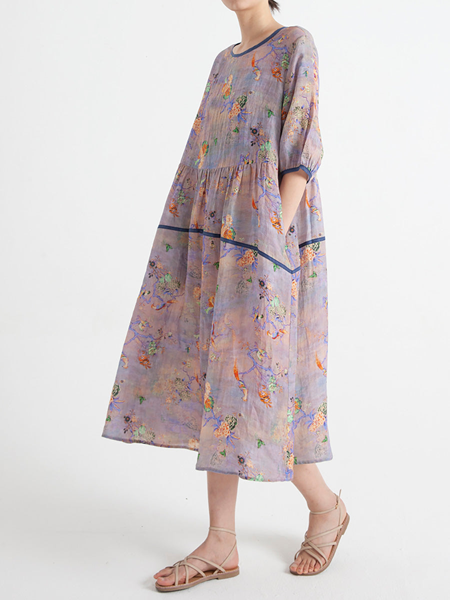 Lockeres Sommerkleid mit Blumenmuster in Übergröße, kurzärmelig