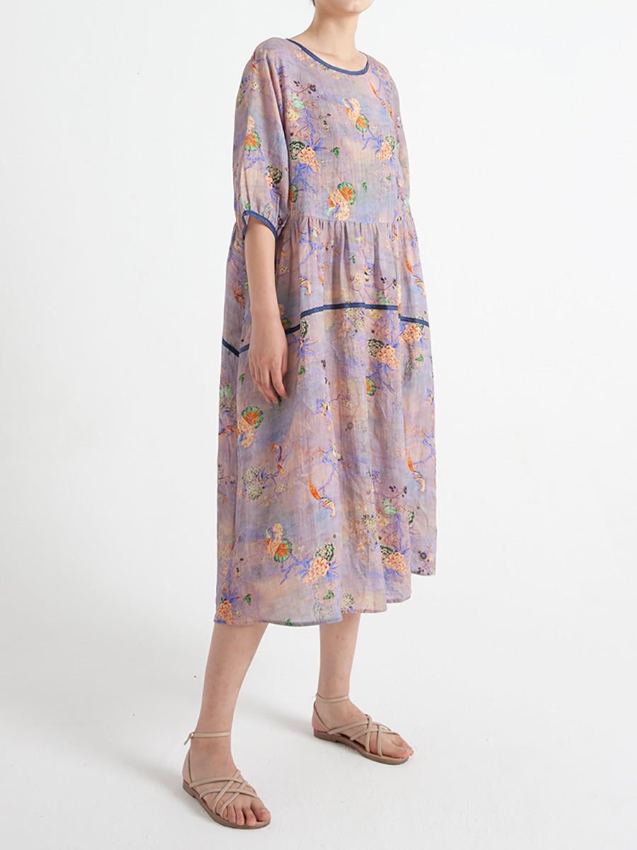 Lockeres Sommerkleid mit Blumenmuster in Übergröße, kurzärmelig
