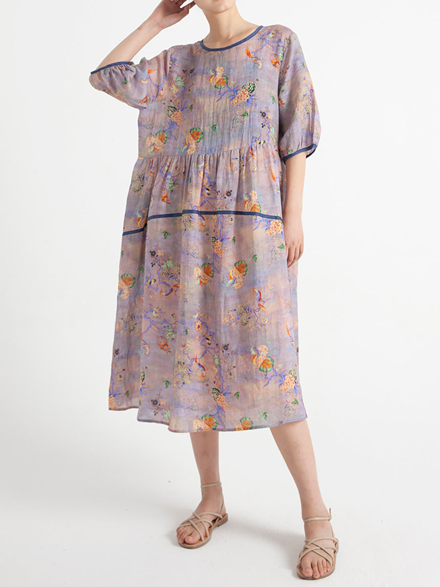 Lockeres Sommerkleid mit Blumenmuster in Übergröße, kurzärmelig