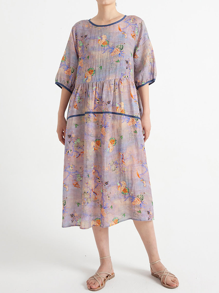 Lockeres Sommerkleid mit Blumenmuster in Übergröße, kurzärmelig